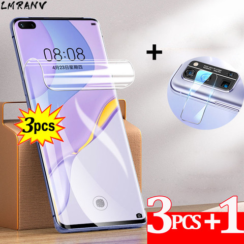 3pièces Honor 30 Pro Plus Hydrogel + Film d'objectif de caméra Huawei Honor30 ProPlus protecteur d'écran pas de verre anti-rayures 100D Film de protection incurvé Huavei P30 Lite P 30 Pro P40 Honor 30 30S Film souple ► Photo 1/6