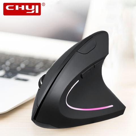 CHYI – souris verticale ergonomique sans fil 2.4G, pour ordinateur de jeu, droitier ou gaucher, 6D, USB, pour ordinateur portable et PC ► Photo 1/6