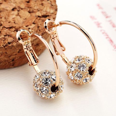 Boucles d'oreilles coréennes bijoux de mode boucles d'oreilles boule de cristal pour les femmes fête bijoux de mariage boucles d'oreilles Oorbellen gros ► Photo 1/5