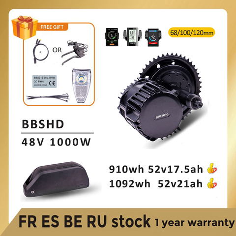 Bafang moteur BBSHD BBS03 48V 52V 1000W électrique mi moteur d'entraînement Ebike Kits de Conversion avec 52V17.5AH Samsung batterie au Lithium ► Photo 1/6