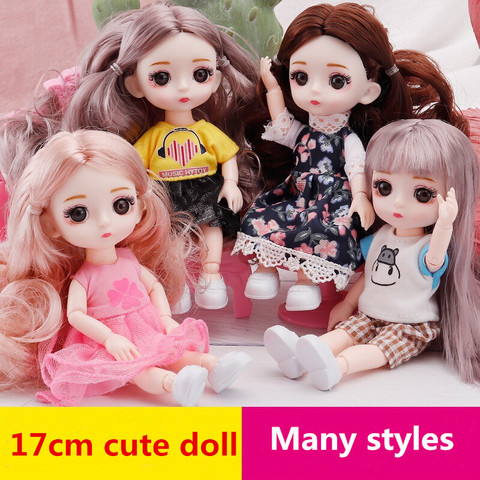 Nouveau 16 cm BJD Mini poupée 13 mobile Joint fille bébé 3D grands yeux belle bricolage jouet poupée avec des vêtements habiller 1/12 poupée de mode ► Photo 1/6