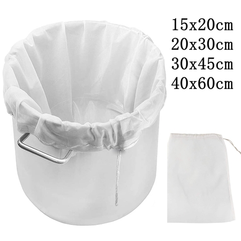 Sac de filtre à la maison de bière pour le brassage sacs de filtre de nourriture de cuisine réutilisables sac de maille Fine de crépine pour des filtres de jus de lait de noix de bière ► Photo 1/6