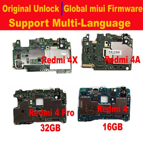 Carte mère originale débloquée pour Xiaomi Redmi 4X 4A 4 pro 5, Firmware Global miui, circuit imprimé, frais, câble flexible ► Photo 1/2