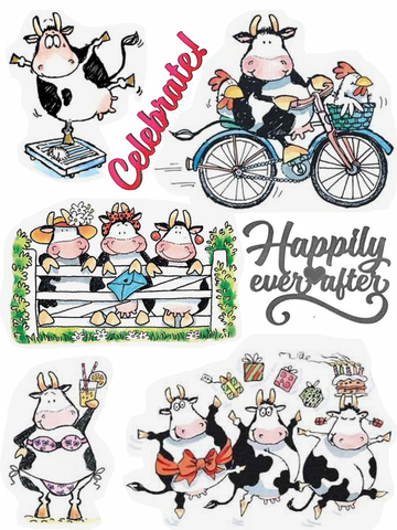 Tampon en caoutchouc de Silicone Transparent de vaches heureuses et feuille de métal s'accrochent Scrapbooking bricolage mignon modèle Album Photo timbre ► Photo 1/3