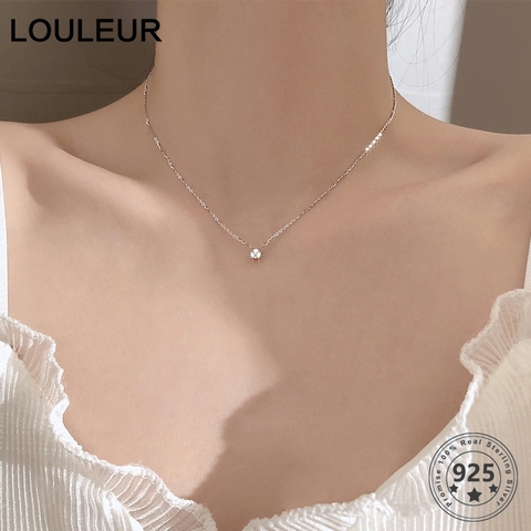 Louleur 925 en argent Sterling collier unique Zircon pendentif collier pour les femmes été mode argent 925 bijoux tour de cou ► Photo 1/6