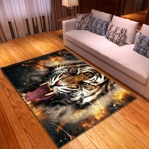 Tapis de sol de dessin animé 3d pour enfants, pour salon, chambre à coucher, chambre d'enfants, cuisine, salon, grand tigre et lion, décoration de maison ► Photo 1/1