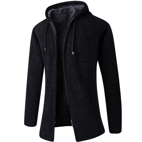 Homme À Capuche Cardigan Épais Automne Hiver Chaud Poche Fermeture Éclair Spacieux Manches Longues Pull Tricoté Décontracté Manteau Masculin Livraison Directe ► Photo 1/6