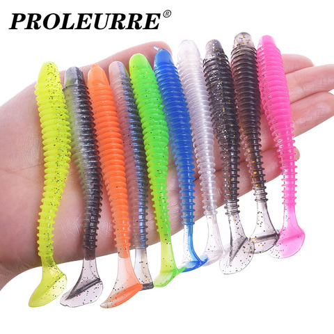 Proleurre 10 pcs/lot queue de pagaie artificielle leurres de pêche souples 55mm 0.8g leurre souple leurre de pêche en Silicone Jig appât souple ► Photo 1/6