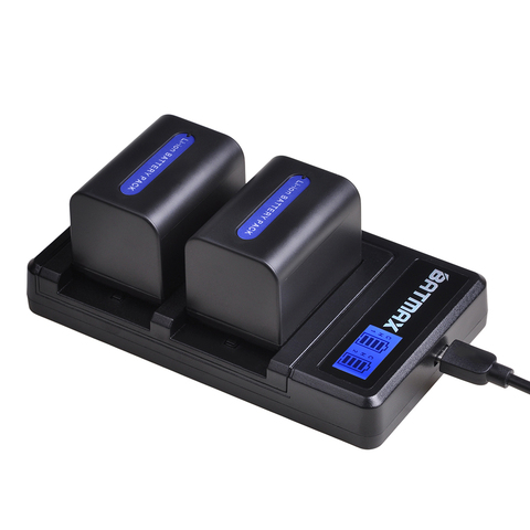 2 batteries NP-FH70 3000mAh NP-FH70, avec écran LCD, double chargeur USB pour Sony séries NP-FH30 NP-FH40 NP-FH60 NP-FH50 NP-FH70 HDR-XR ► Photo 1/6