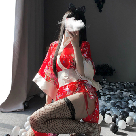 Kimono Sakura pour femmes, peignoir de nuit, à la mode, Robe de chambre Sexy, joli uniforme japonais, peignoir court à fleurs ► Photo 1/6