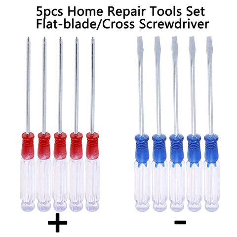 Jeu d'outils de réparation pour la maison, petit tournevis à lame plate/croisé de précision 125mm 5 pièces/lot ► Photo 1/5