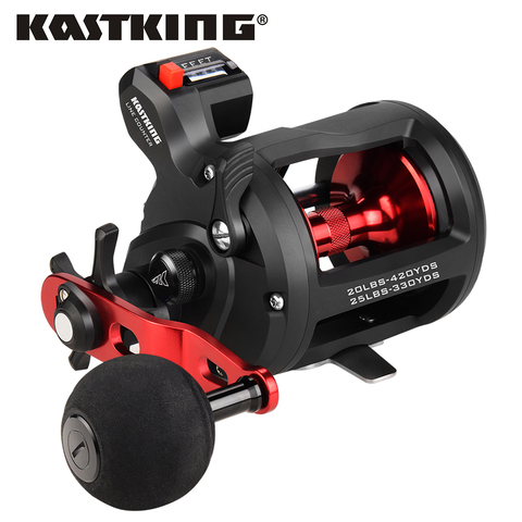 KastKing ReKon ligne compteur pêche à la traîne moulinet de pêche rond Baitcasting corps en Graphite grande ligne capacité 3 + 1 BBS tambour bobine ► Photo 1/6