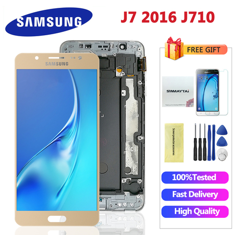 Peut ajuster l'affichage J7 LCD pour Samsung Galaxy J7 2016 J710 J710H J710FN J710F J710M /DS écran tactile boîtier de cadre de numériseur ► Photo 1/6
