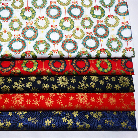Bronzed Christmas Cotton Twill Fabric Red Snowflakes Cotton fabric for DIY Material ► Photo 1/6