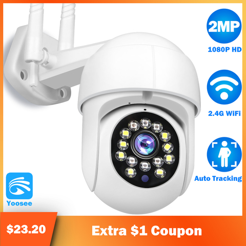 Mini caméra de surveillance dôme extérieure IP WiFi HD 2MP/1080P, dispositif de sécurité domestique sans fil, avec suivi automatique et Zoom numérique x4, Yoosee P2P ► Photo 1/6