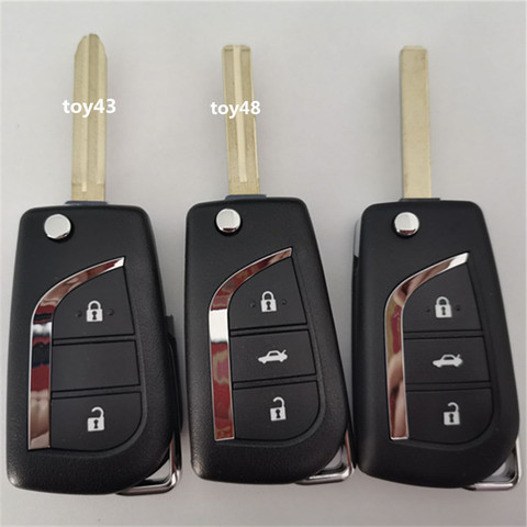 Coque de clé télécommande de remplacement, 2/3 boutons, pliable, pour Toyota 2014 Levin Camry Reiz Highlander Corolla, toy48 toy43 ► Photo 1/6