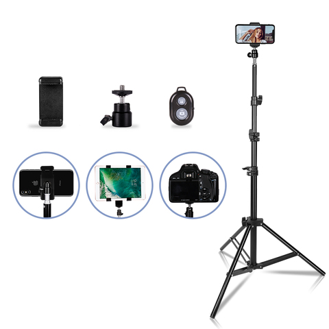 Trépied léger et Portable avec tête à vis 1/4, pour photographie et Selfie, avec télécommande Bluetooth, Clip de téléphone, tête sphérique pour Mini Studio Photo ► Photo 1/6