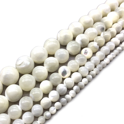 Perles naturelles de Trochus Niloticus, blanc, nacre d'eau douce, perles d'espacement en vrac pour la fabrication de bijoux, collier ► Photo 1/6