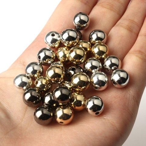 Perles rondes plaquées CCB pour la fabrication de bijoux, vente en gros, 3, 4, 6, 8, 10, 12mm ► Photo 1/6