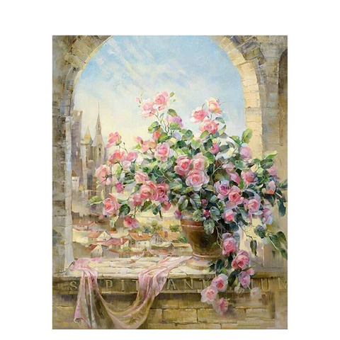 Peinture murale moderne avec numéros pour adultes, tableau de fleurs avec numéros pour décoration intérieure, 60x75 ► Photo 1/6