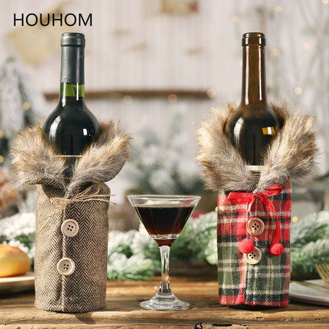 Couverture anti-poussière de bouteille de vin du père noël 2022, décorations de noël pour la maison, décor de Table à dîner 2022 ► Photo 1/6