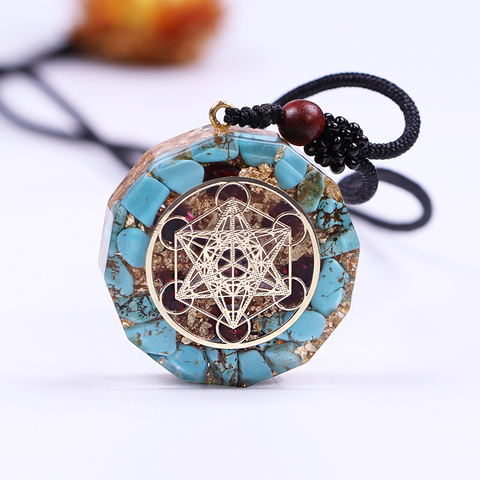 Collier pendentif en Orgonite turquoise naturelle Reiki, générateur d'énergie, collier de Protection contre les radiations EMF ► Photo 1/6