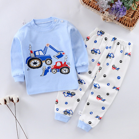 Pyjama d'automne en coton pour enfants, ensemble de vêtements pour bébés, motif dessin animé, pour garçons et filles ► Photo 1/6