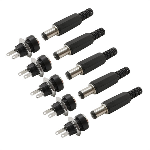 10 pièces (5 paires) broche d'alimentation cc 5.5x2.1mm prise femelle prise mâle prises adaptateur de prise 5.5*2.1 DC-022B connecteur de montage sur panneau d'alimentation ► Photo 1/6