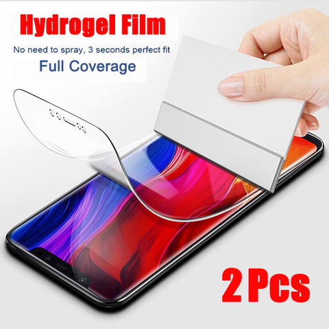 Film Hydrogel souple 2 pièces pour Xiaomi Mi 11 Mi 10 Mi 9 9T Pro SE Mi 8 A3 protecteur d'écran pour Redmi Note 9 8 7 K20 K30 Pro 9S ► Photo 1/6