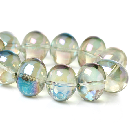 DoreenBeads – perles ovales en verre Chartreuse, en vrac, couleur arc-en-ciel AB, plaquées aurore Borealis, transparentes, environ 16mm x 13mm, 10 pièces ► Photo 1/3