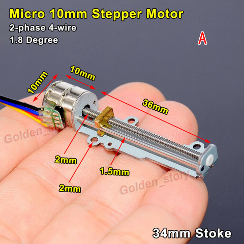 34mm Mini actionneur linéaire 10mm Micro 2 phases 4 fils précision moteur pas à pas longue vis linéaire curseur écrou bricolage xyz 3d imprimante ► Photo 1/6