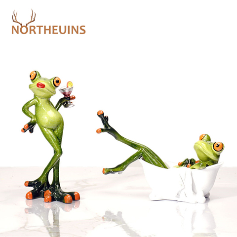 NORTHEUINS résine grenouille Figurines miniatures Animal Statue bureau décoration Souvenirs pour la maison moderne noël décor à la maison Loft cadeau ► Photo 1/6