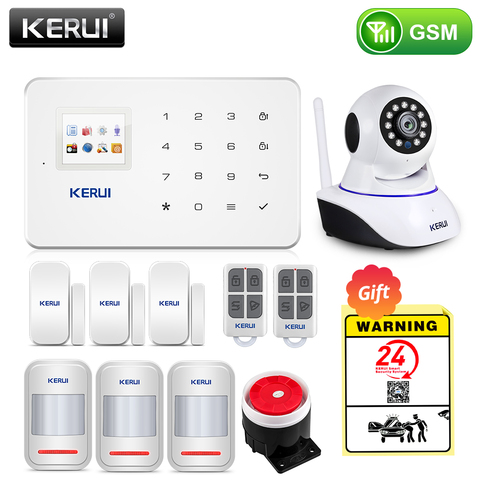 KERUI sans fil maison intelligente GSM système d'alarme de sécurité SMS APP contrôle maison détecteur de mouvement capteur cambrioleur Signal dispositif IP Camere ► Photo 1/6