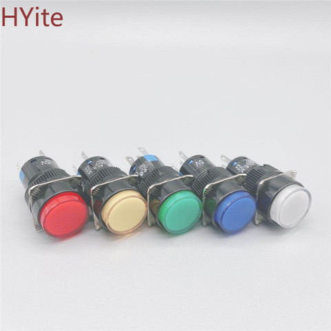 LED 5v 12V 24v 220V 16mm la128a bouton-poussoir momentané avec lampe, 5 broches ► Photo 1/1