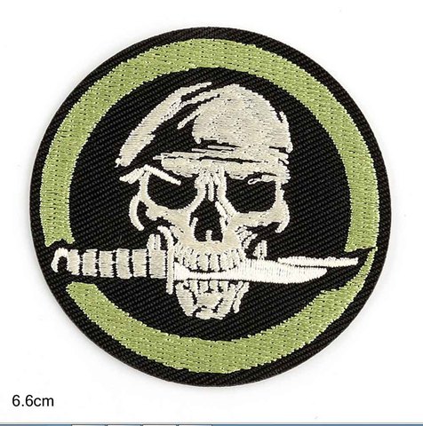 Patchs tête de mort verte avec couteau | Patchs des forces spéciales pour enfants, vêtements cousus sur des Appliques, autocollants de broderie, Badges ronds, bricolage ► Photo 1/3