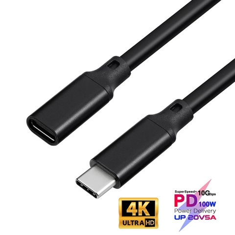 Câble d'extension USB type-c 3.1 mâle vers USB-C femelle, 1 M/2M, 10Gbps, pour recharge de données, 100W, compatible avec Macbook, Switch et téléphone ► Photo 1/6