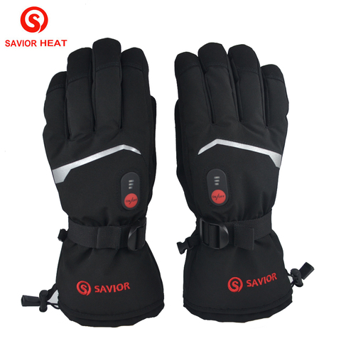 Gants de moto chauffants à batterie, en cuir de chèvre, 3 vitesses, contrôle de la température, étanches, électriques, nouvelle collection 2022 ► Photo 1/6