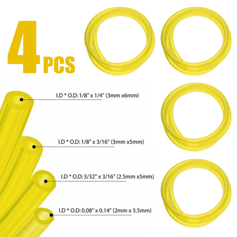 4 pièces/ensemble 1m tuyau d'huile claire tuyau de conduite de gaz de carburant d'essence d'unité centrale 2mm x 3.5mm/2.5X 5mm/3X 5mm/3x6mm taille-bordures moteur de ventilateur de tronçonneuse ► Photo 1/6