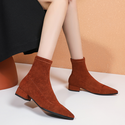 Bottines élastiques à talons hauts et épais pour femme, chaussures à la mode, chaussettes, nouvelle collection automne hiver 2022 ► Photo 1/6