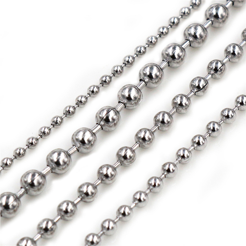 Chaînes de perles en acier inoxydable, pour bricolage de colliers, accessoires de fabrication de bijoux, 5 mètres/lot 1.5/2.0/2.4/3.0mm ► Photo 1/6