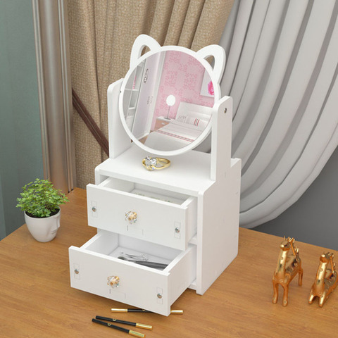 Miroir décoratif Portable pour fille, miroir Simple pour coiffeuse d'étudiant avec boîte de rangement ► Photo 1/6