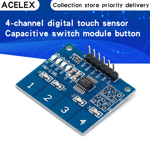 Nouveau bouton de Module de commutateur capacitif de capteur tactile numérique à 4 canaux pour TTP224 ► Photo 1/1