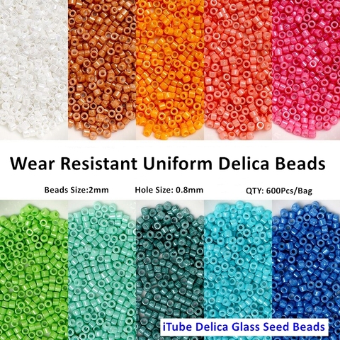 2mm Delica perles 600 pièces 10/0 résistant à l'usure uniforme Opaque couleur perles de verre pour Bracelet boucle d'oreille bijoux bricolage accessoires ► Photo 1/6