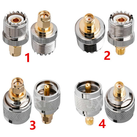 Connecteur JXRF 2 pièces adaptateur RF UHF-SMA SMA femelle mâle à UHF mâle PL259 SO239 connecteur RF Coaxial adaptateur ► Photo 1/5