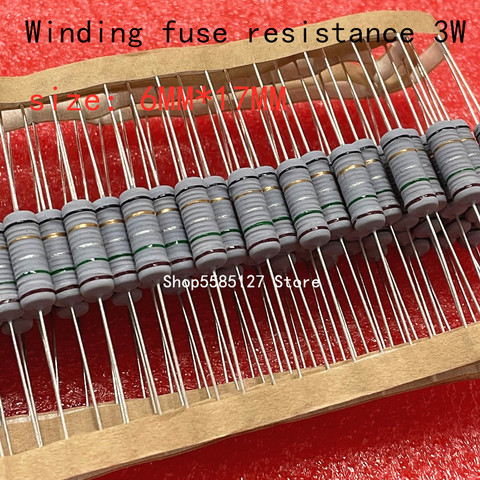 Résistance d'enroulement de fusible 3W 5% fils, 20 pièces, 0.1R 0.15R 0.33R 1R 2R 2.2R 3R 4.7R 5.1R 6.8R 10R 20R 22R 33R 47R 100R ► Photo 1/1