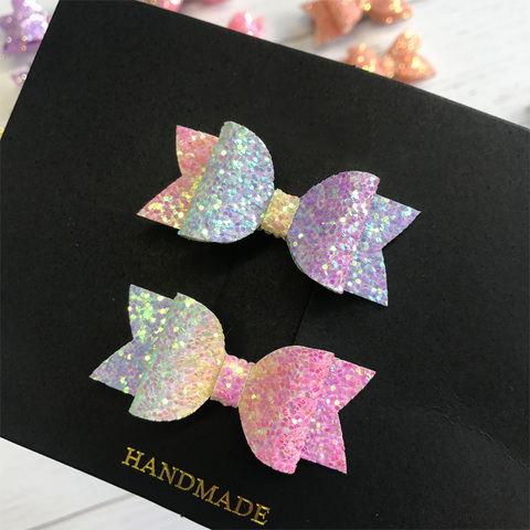 2 pièces Mini paillettes faites à la main petites filles cheveux arcs Clips brillant paillettes mignon épingles à cheveux quotidien école Barrettes Accessoires chapeaux ► Photo 1/6