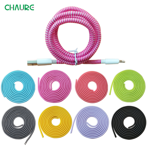 Enrouleur de bobine de câble de téléphone, cordon de couleur de 1.4m, protection Anti-rupture à ressort pour câble de chargement USB, écouteurs de données ► Photo 1/6