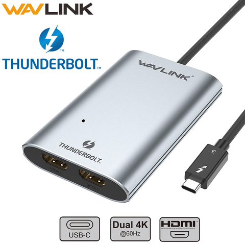 Thunderbolt 3 adaptateur HDMI double Copmatible l'adaptateur D'affichage USB C MOYEU Convertisseur Prend En Charge 4K Ultra HD AFFICHAGE Type C DIVISEUR ► Photo 1/6
