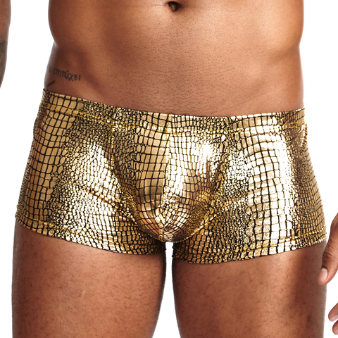 Pinky senson – Boxer en Imitation cuir pour homme, sous-vêtement Sexy, peau de serpent, caleçon taille basse, convexe U ► Photo 1/6