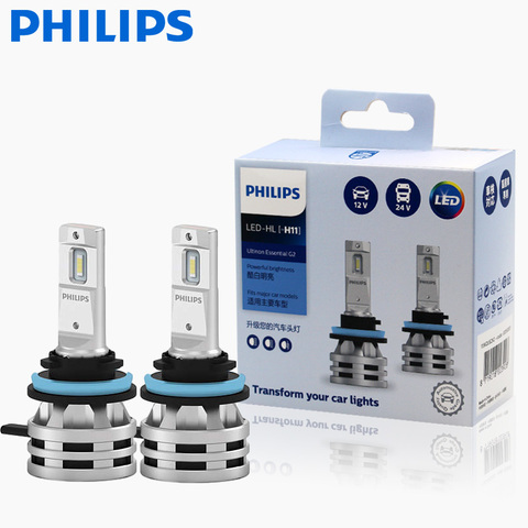 Philips Ultinon Essential G2 – ampoule LED 6500K H11 12/24V 24W PGJ19 pour feux de route/antibrouillard, lumière blanche, 2 pièces ► Photo 1/6